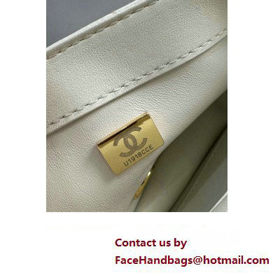 Chanel Lambskin, Resin  &  Gold-Tone Metal Mini Flap Bag with Top Handle AS4847 White 2024